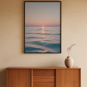 Ocean sunset poster | Serene beach wall art | Coastal home decor image 5
