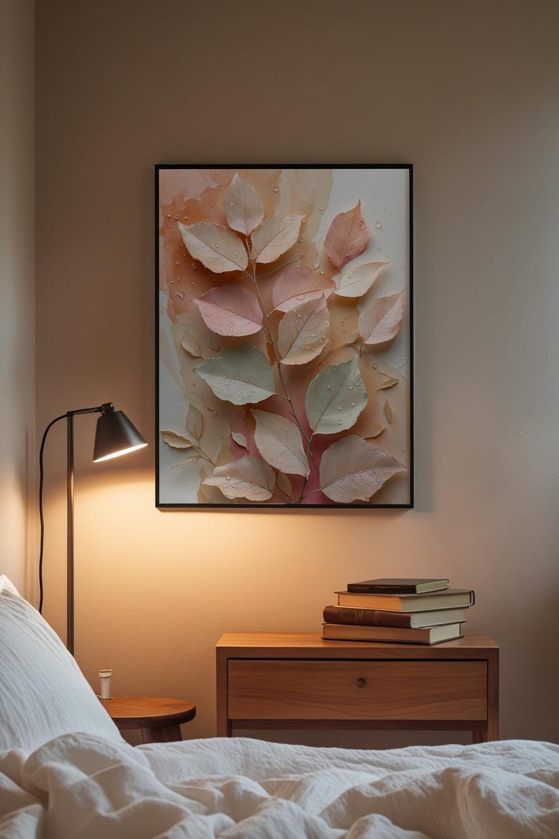 Hojas botánicas color melocotón / Póster romántico de naturaleza / Arte rural imagen 4