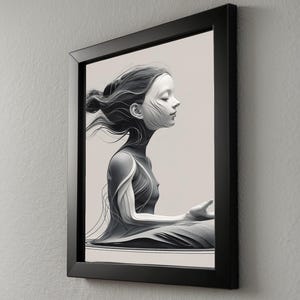 Zen Profile Line Art | Meditation Face Poster | Minimalist Wellness Decor Bild 2