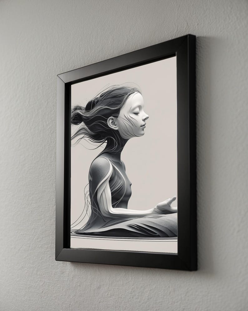 Zen Profile Line Art | Meditation Face Poster | Minimalist Wellness Decor Bild 2