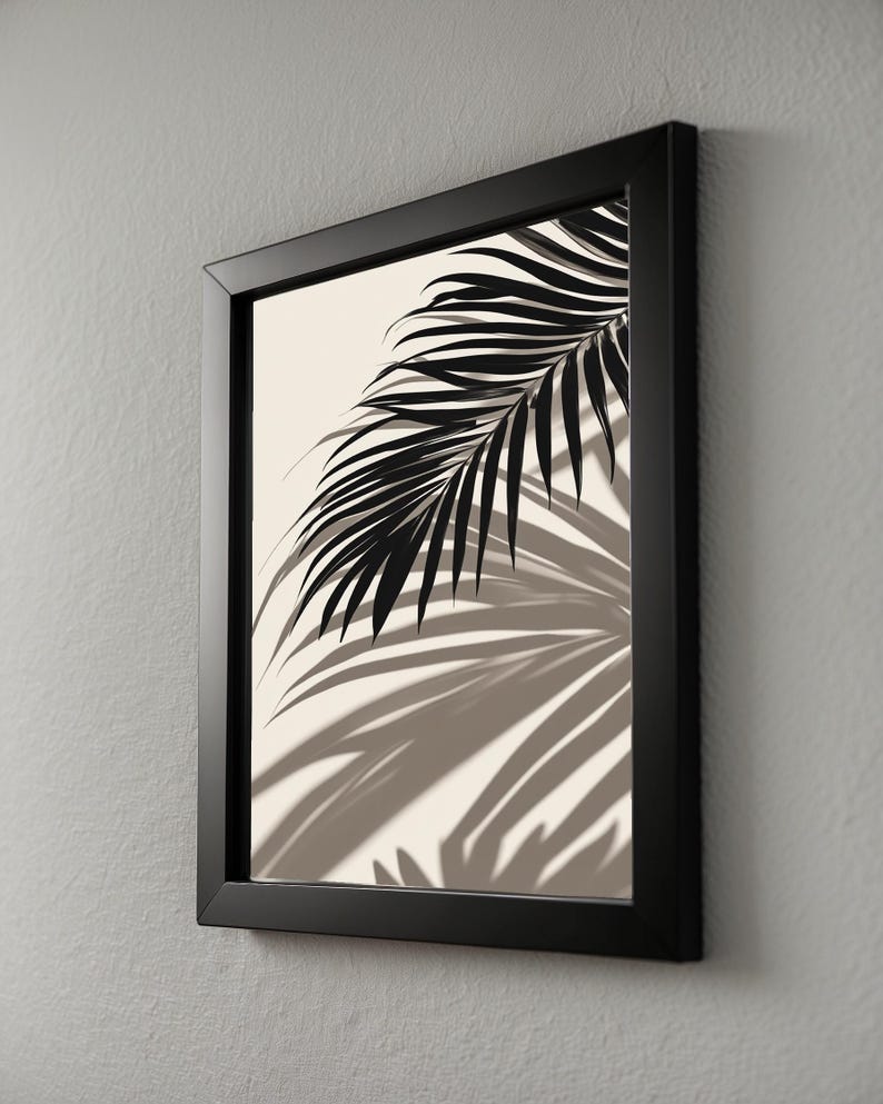 Tropical Palm Leaf Art | Black Botanical Poster | Boho Plant Decor afbeelding 8