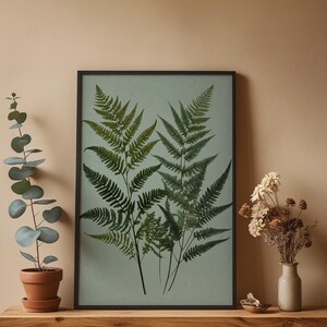 Art mural fougère | Affiche botanique verte | Décoration imprimée de feuilles image 4