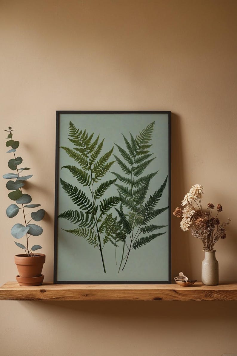 Art mural fougère | Affiche botanique verte | Décoration imprimée de feuilles image 4