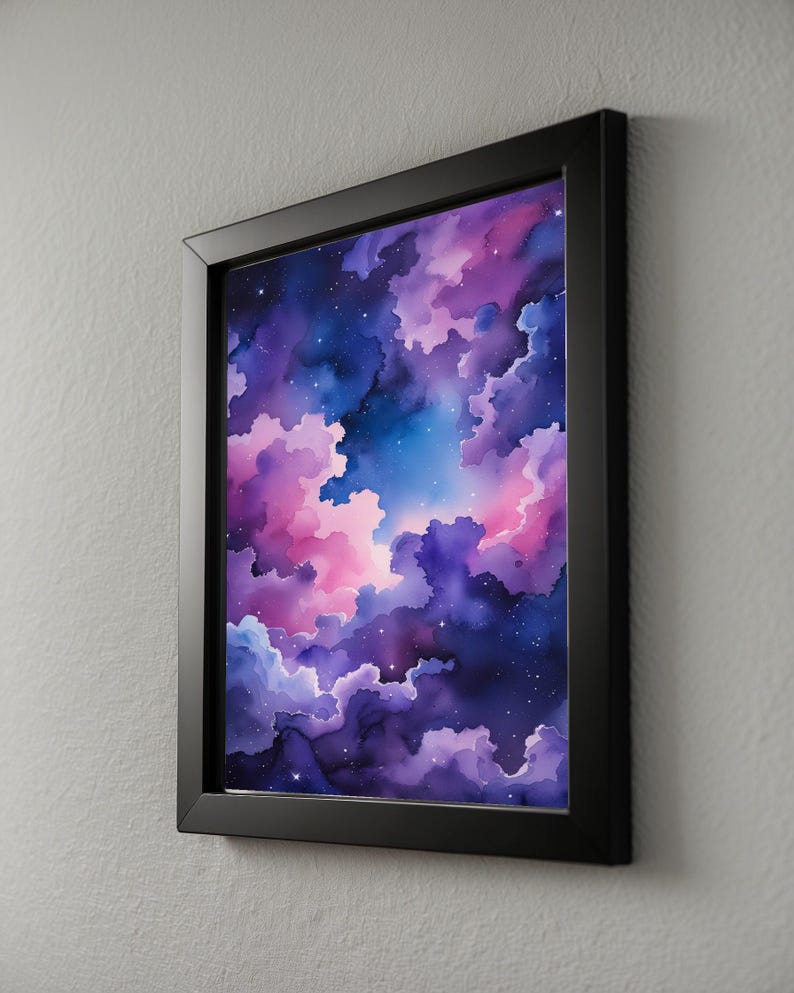 Cosmic Clouds Poster | Purple Blue Galaxy Wall Art | Starry Night Sky Print Bild 8