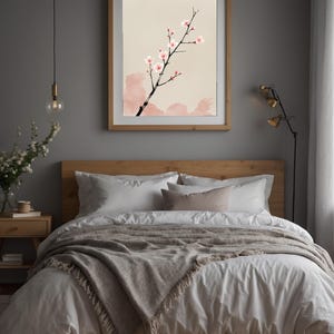 Cherry Blossom Ink Art | Japanese Minimalist Poster | Spring Wall Decor imagem 10