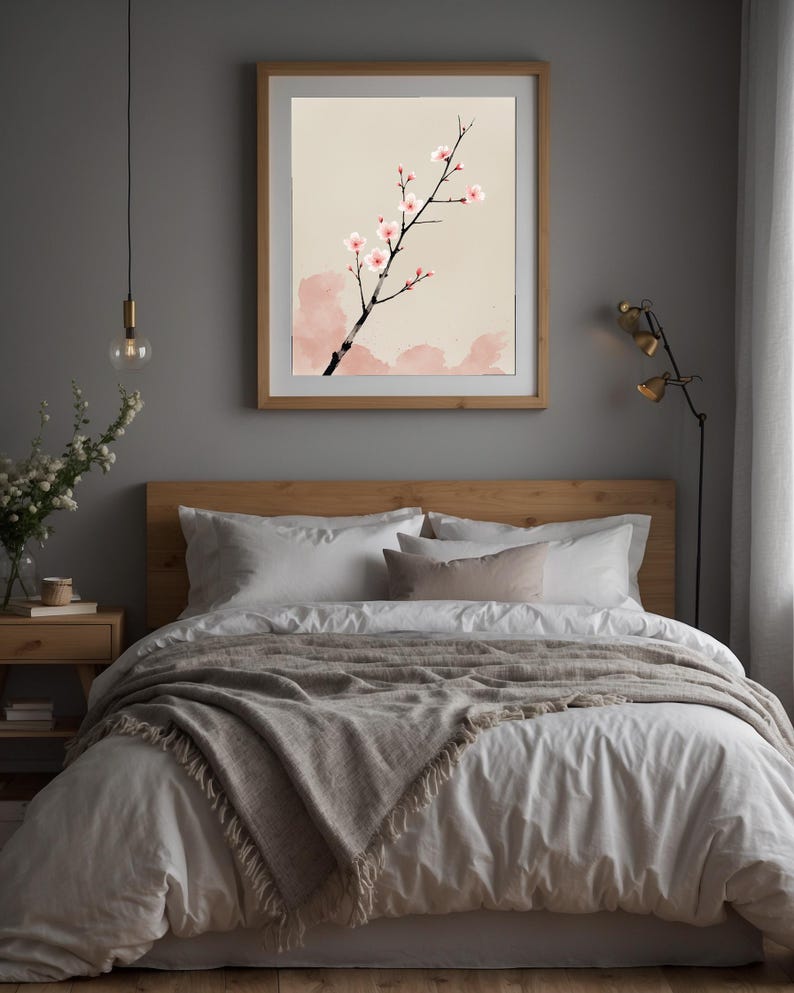 Cherry Blossom Ink Art | Japanese Minimalist Poster | Spring Wall Decor imagem 10
