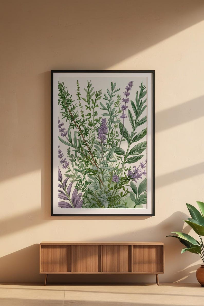 Culinary Herb Garden | Botanical Kitchen Art | Rustic Herbal Poster Bild 6