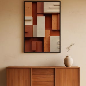 Geometric Blocks Abstract | Modern Minimalist Poster | Warm Tones immagine 5