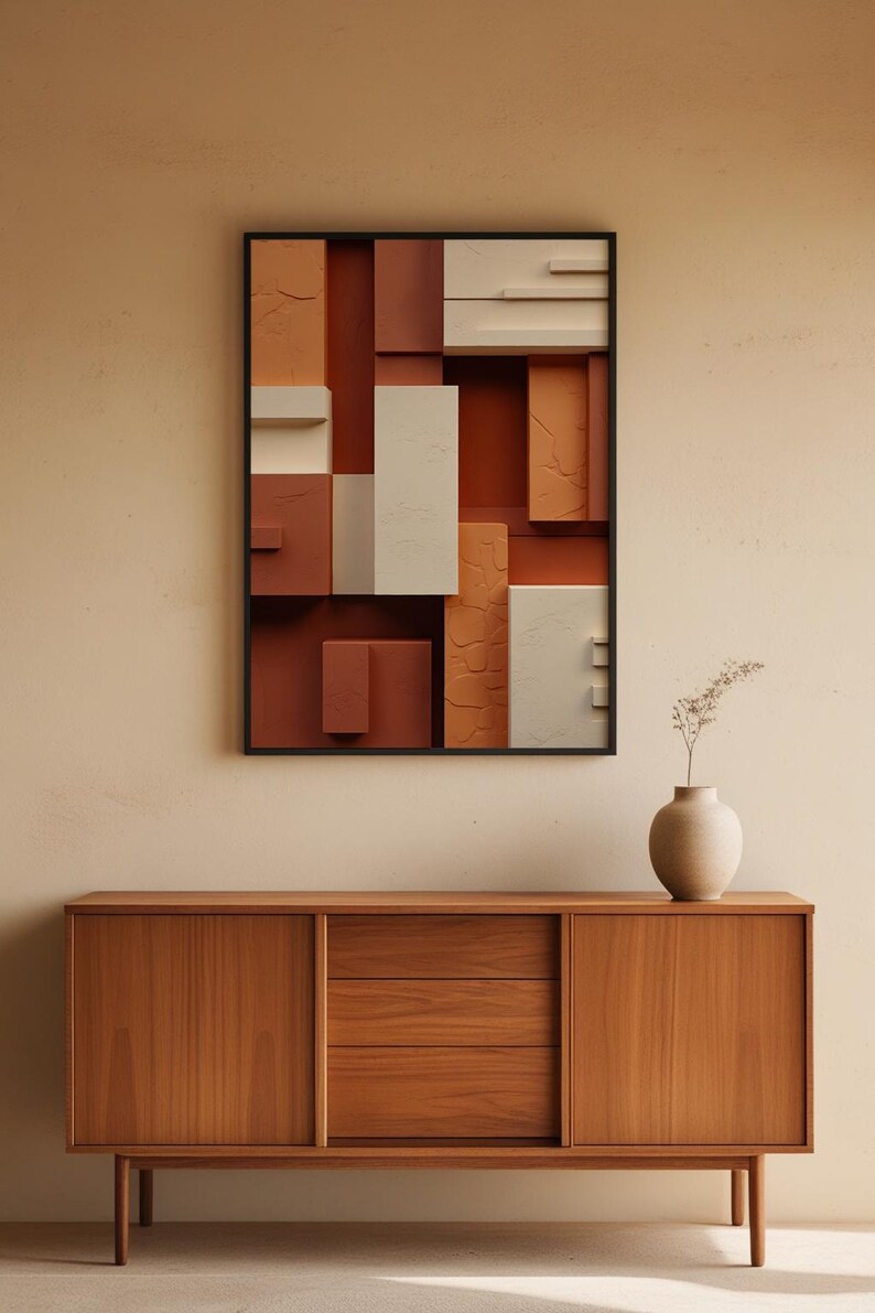 Geometric Blocks Abstract | Modern Minimalist Poster | Warm Tones immagine 5