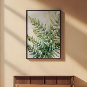 Unfurling Fern Art | Watercolor Botanical Poster | Sage Green Decor Bild 2