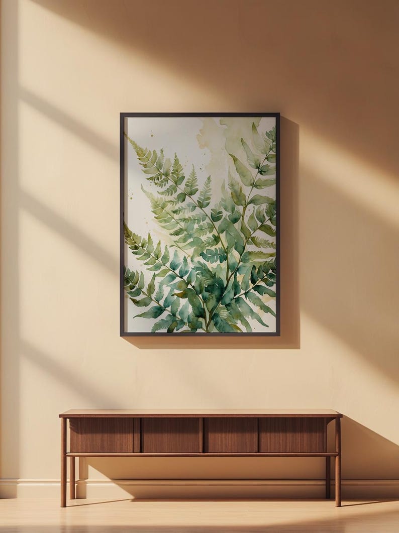 Unfurling Fern Art | Watercolor Botanical Poster | Sage Green Decor Bild 2