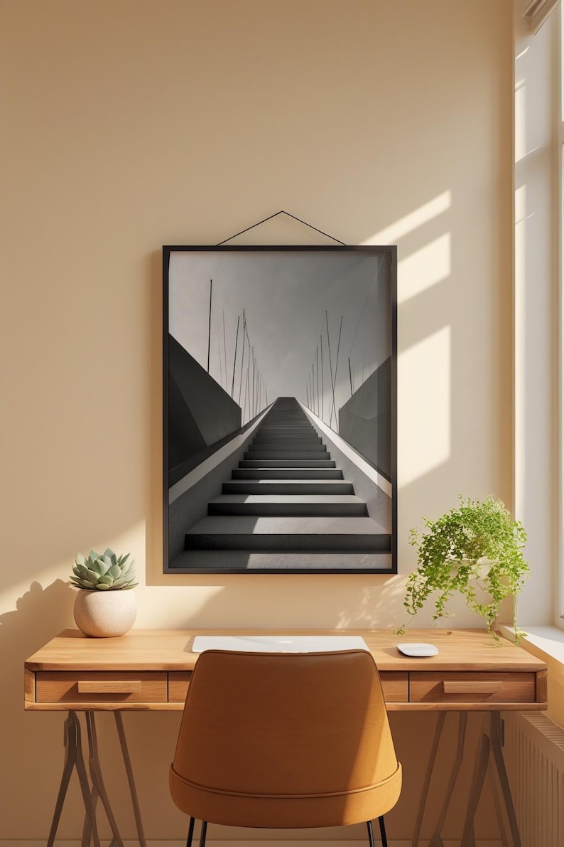 Geometric Staircase | Minimalist Architecture | Journey Perspective Art image 1