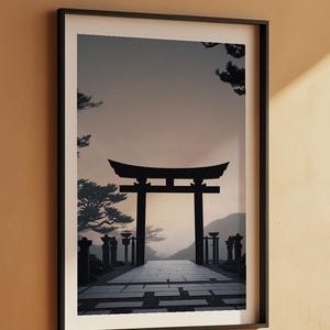 Torii Gate Silhouette | Modern Japanese Art | Zen Decor Bild 7