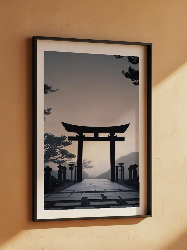 Torii Gate Silhouette | Modern Japanese Art | Zen Decor Bild 7