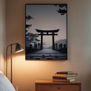 Torii Gate Silhouette | Modern Japanese Art | Zen Decor Bild 3