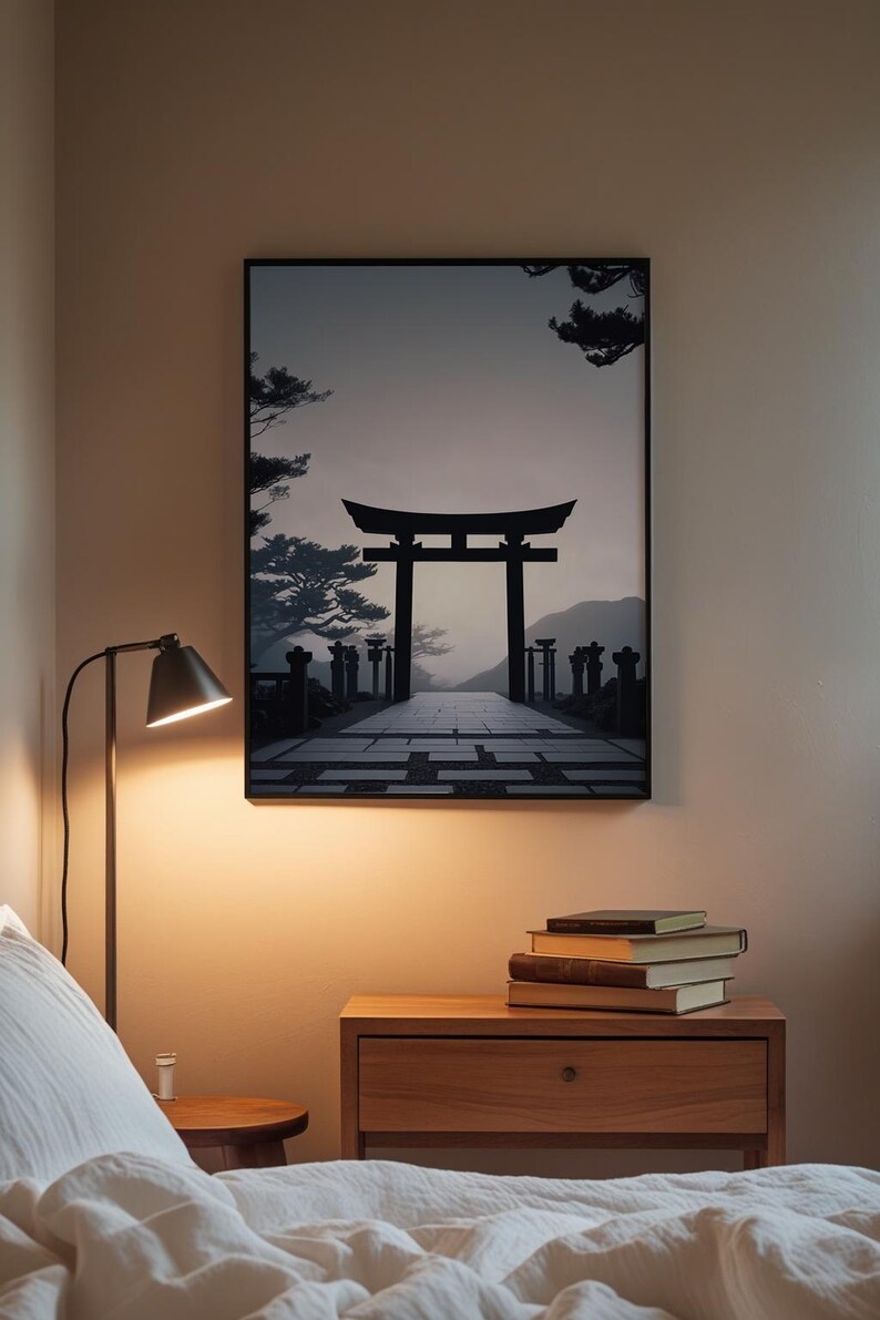 Torii Gate Silhouette | Modern Japanese Art | Zen Decor Bild 3