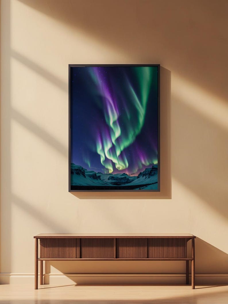 Aurore boréale | Affiche d'aurores boréales | Art mural ciel nocturne magique image 2