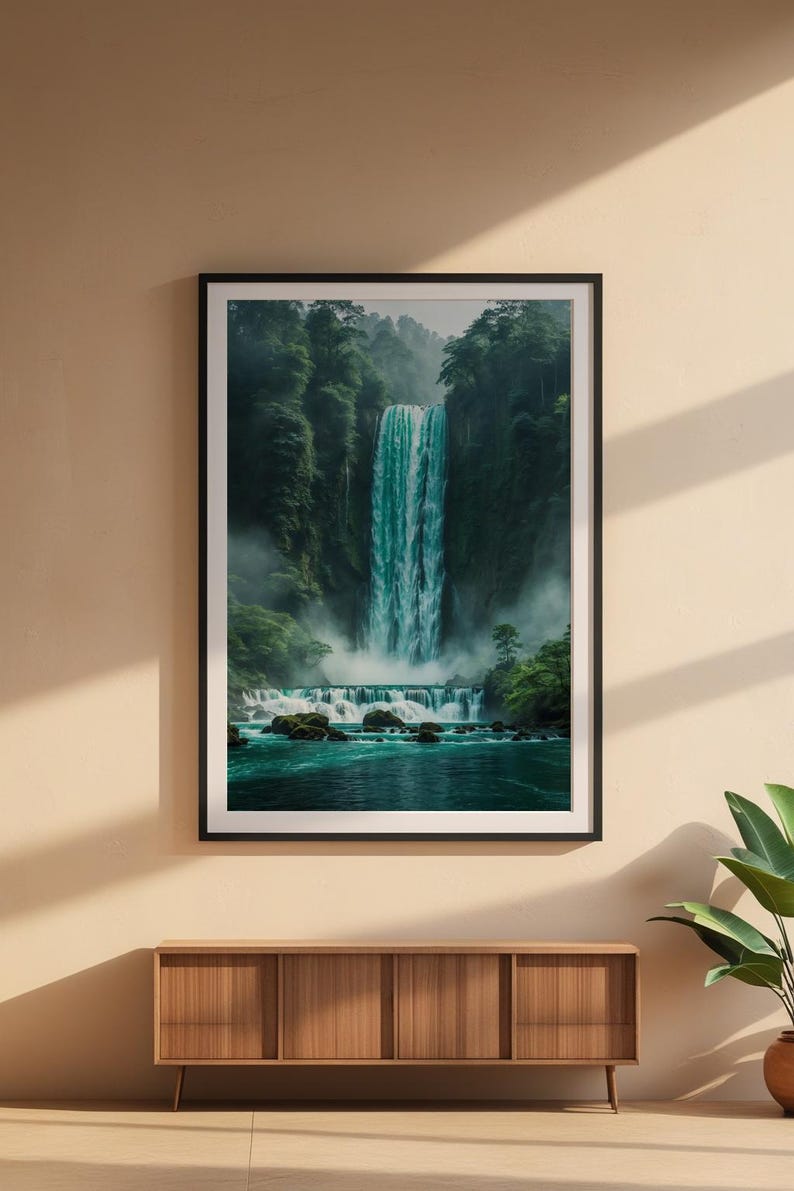 Lush Waterfall | Cascading Water Landscape | Forest Nature Power image 6