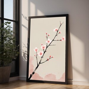Cherry Blossom Ink Art | Japanese Minimalist Poster | Spring Wall Decor imagem 7