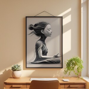 Zen Profile Line Art | Meditation Face Poster | Minimalist Wellness Decor Bild 1