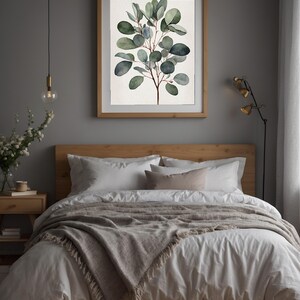 Arte de rama de eucalipto / Impresión botánica en acuarela / Decoración minimalista imagen 10