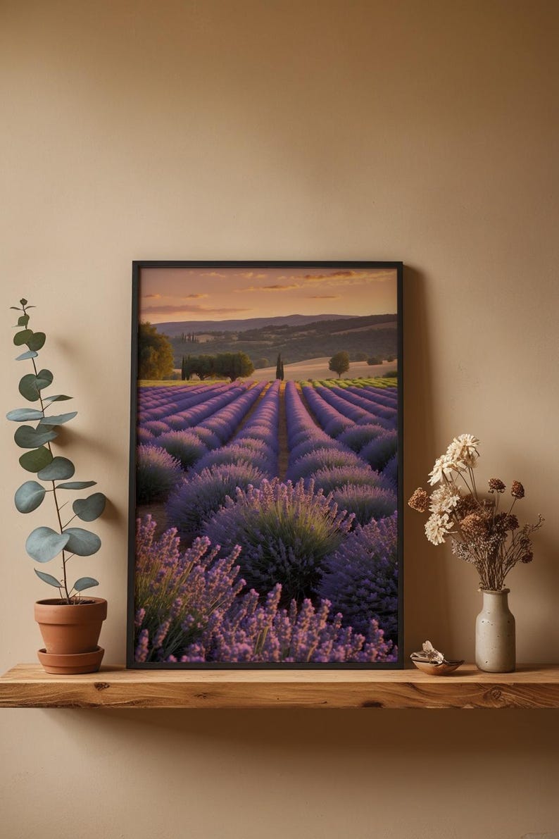 Lavender Field Sunset | Golden Hour Landscape | Provence Wall Art image 4