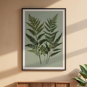 Art mural fougère | Affiche botanique verte | Décoration imprimée de feuilles image 6