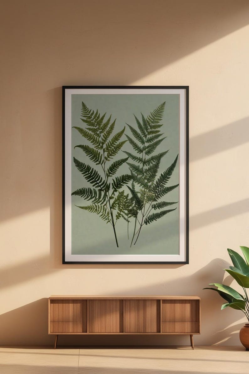 Art mural fougère | Affiche botanique verte | Décoration imprimée de feuilles image 6