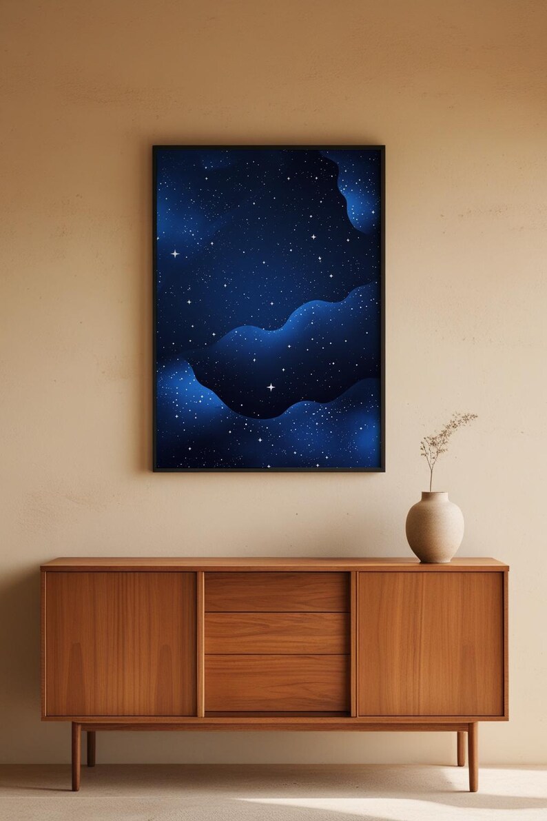 Blue Galaxy Poster | Starry Night Sky Wall Art | Abstract Space Print image 5