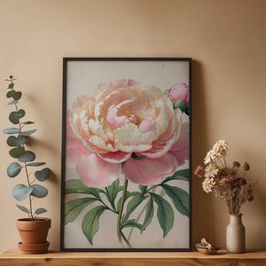 Romantic Peony Bloom | Vintage Botanical | Cottagecore Garden Art Bild 4