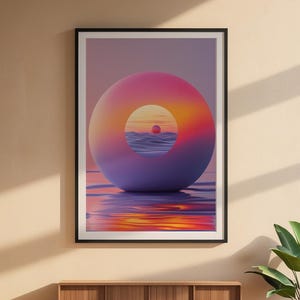 Abstract Sunset Art | Warm Gradient Poster | Mid Century Wall Decor Bild 6