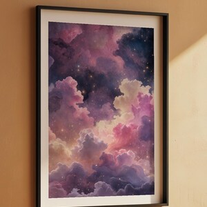 Arte de nebulosa pastel / Póster espacial de ensueño / Decoración de pared cósmica imagen 7