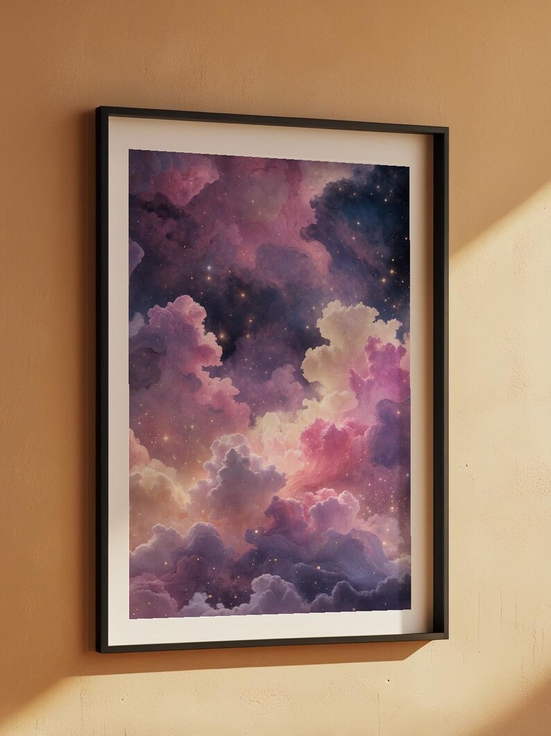 Arte de nebulosa pastel / Póster espacial de ensueño / Decoración de pared cósmica imagen 7