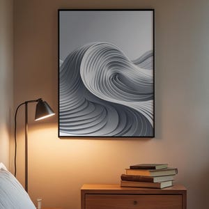 Abstract Wave Art | Modern Gray Flowing Lines Poster | Minimalist Print afbeelding 3