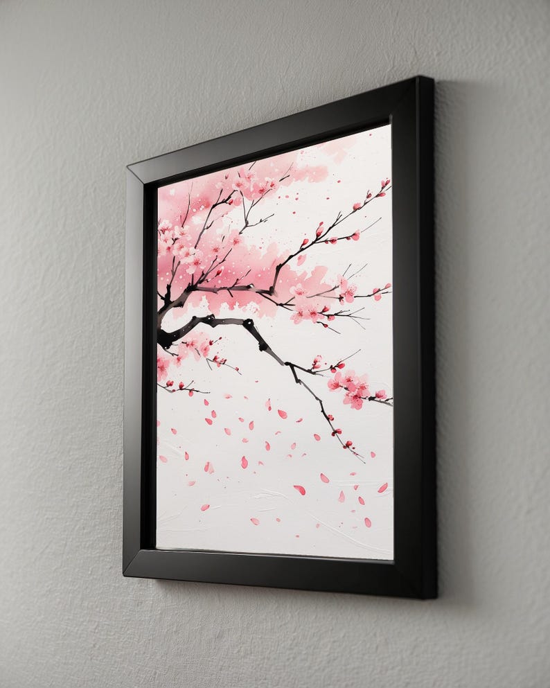 Cherry Blossom Art | Japanese Sakura Poster | Pink Zen Wall Decor image 8