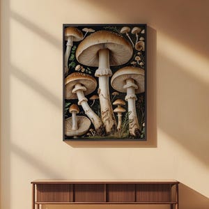 Estudio botánico de hongos / Ilustración naturalista vintage / Arte cottagecore imagen 2