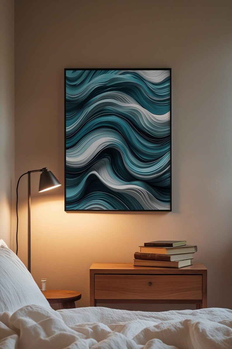 Abstract Lines Art | Minimalist Wave Pattern | Modern Wall Decor imagen 3
