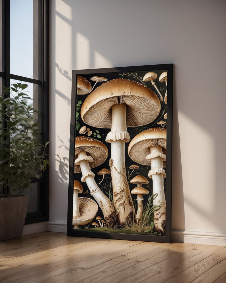 Estudio botánico de hongos / Ilustración naturalista vintage / Arte cottagecore imagen 9