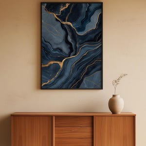 Marble Abstract Art | Luxury Slate Blue Poster | Modern Home Decor image 5
