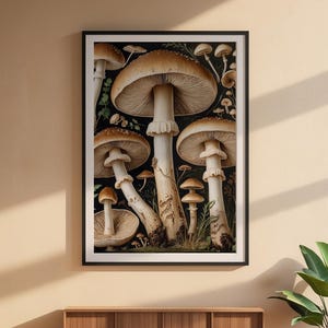 Estudio botánico de hongos / Ilustración naturalista vintage / Arte cottagecore imagen 6