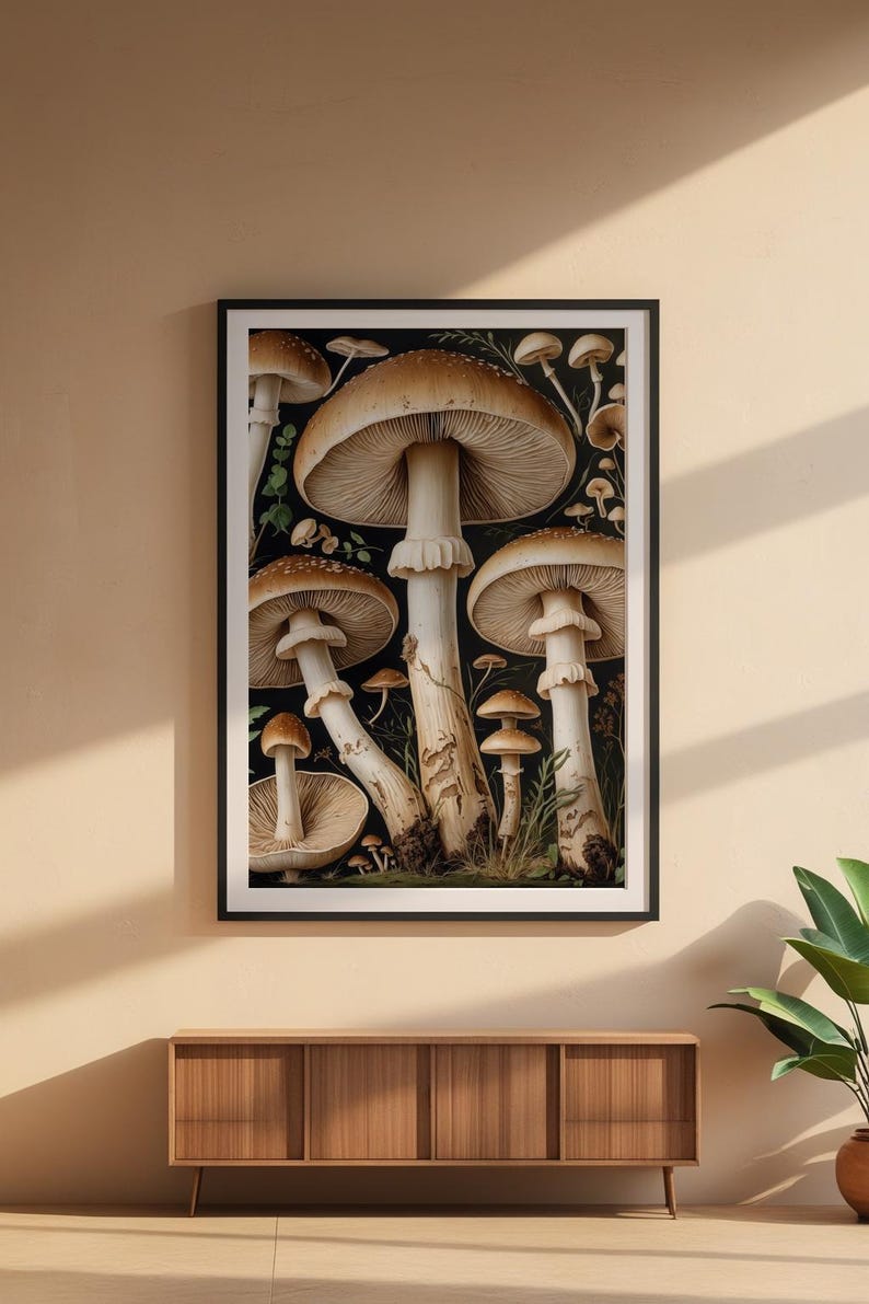 Estudio botánico de hongos / Ilustración naturalista vintage / Arte cottagecore imagen 6
