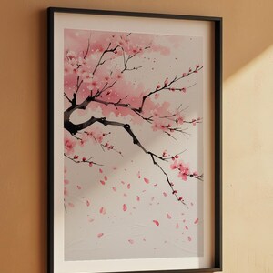 Cherry Blossom Art | Japanese Sakura Poster | Pink Zen Wall Decor image 7