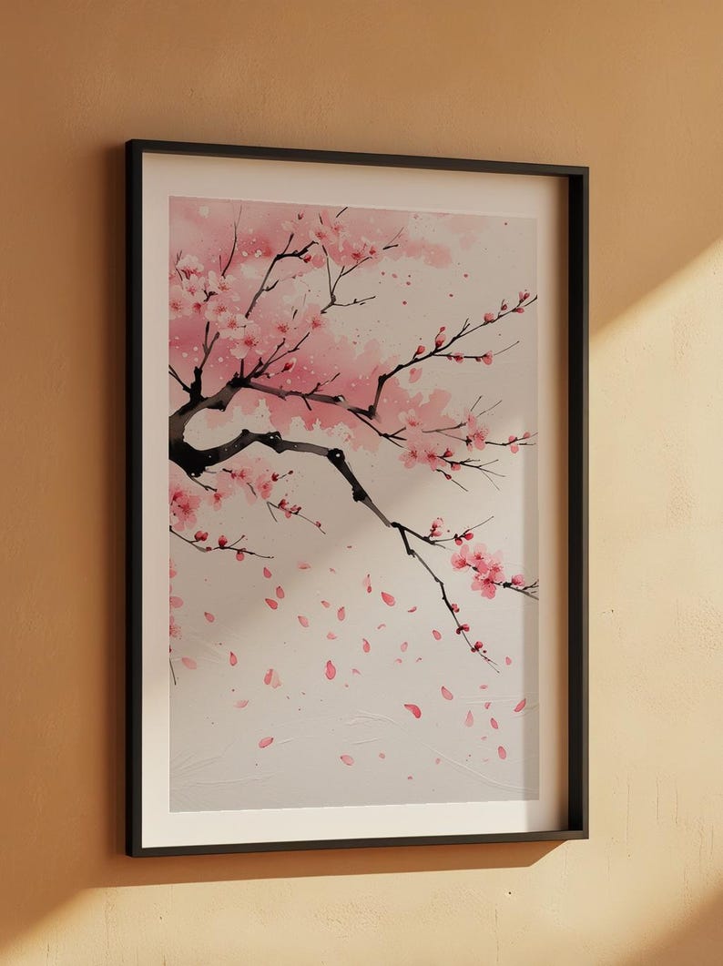 Cherry Blossom Art | Japanese Sakura Poster | Pink Zen Wall Decor image 7