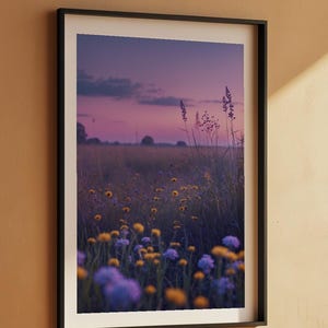 Twilight Wildflower Field | Evening Landscape Poster | Dreamy Art Bild 7