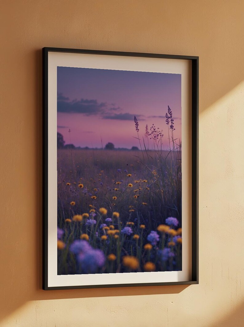 Twilight Wildflower Field | Evening Landscape Poster | Dreamy Art Bild 7