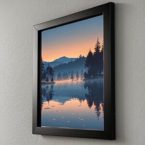 Twilight Lake Reflection | Peaceful Nature Poster | Golden Hour Landscape image 4