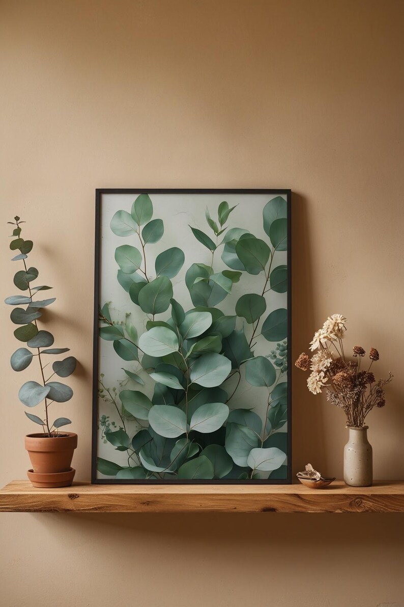 Eucalyptus Leaves Art | Botanical Wellness Poster | Sage Green Decor afbeelding 4
