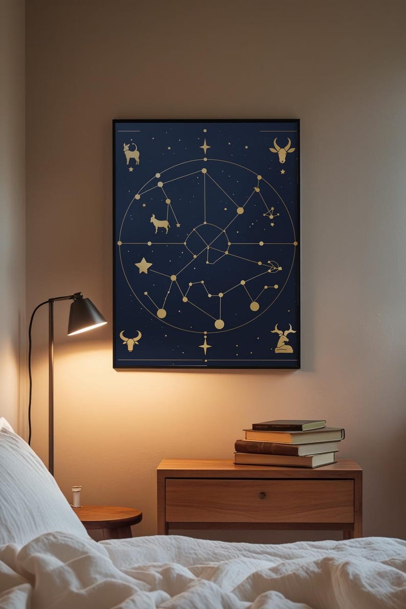 Zodiac Constellation Map | Astrology Poster | Gold Star Art Bild 3