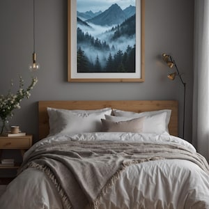 Misty Mountain Forest | Dramatic Nature Poster | Moody Landscape Art image 1