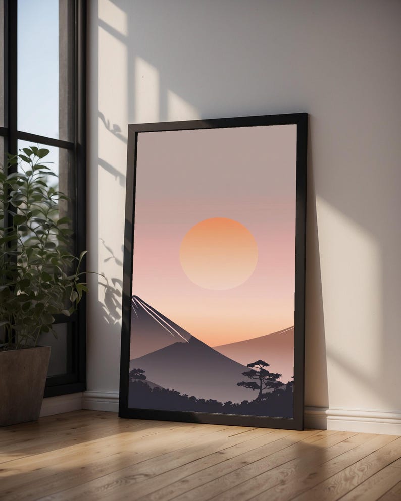 Impression Mont Fuji | Art mural zen japonais | Décoration heure dorée image 9